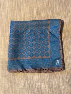 Daks London Blue & Brown Geometric Print Pocket Square